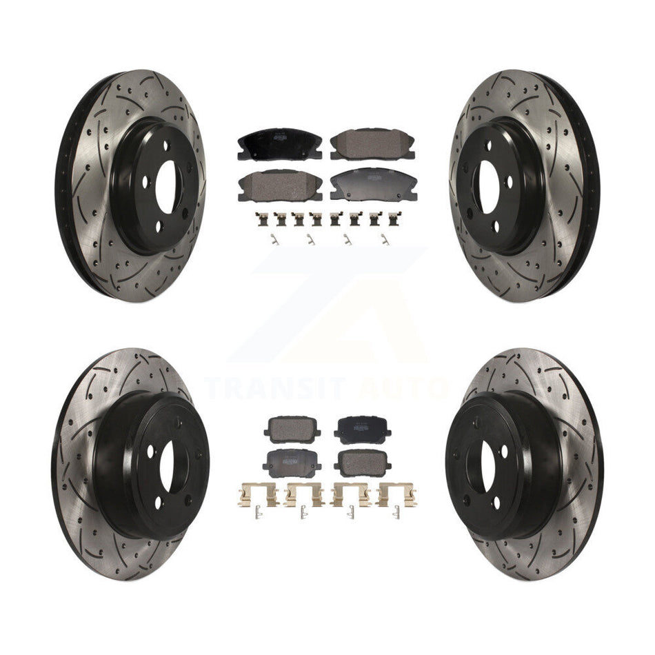 Front Rear Drilled Slot Brake Rotor Semi-Metallic Pad Kit For Dodge Charger RWD with 3.6L KDF-101164