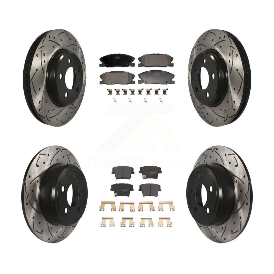 Front Rear Drilled Slot Brake Rotor Semi-Metallic Pad Kit For Dodge Charger RWD with 3.6L KDF-101165