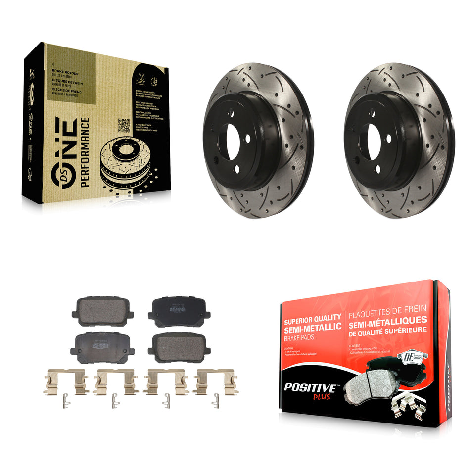 Rear Drilled Slot Brake Rotor Semi-Metallic Pad Kit For 17-18 Dodge Charger RWD with 5.7L KDF-101169
