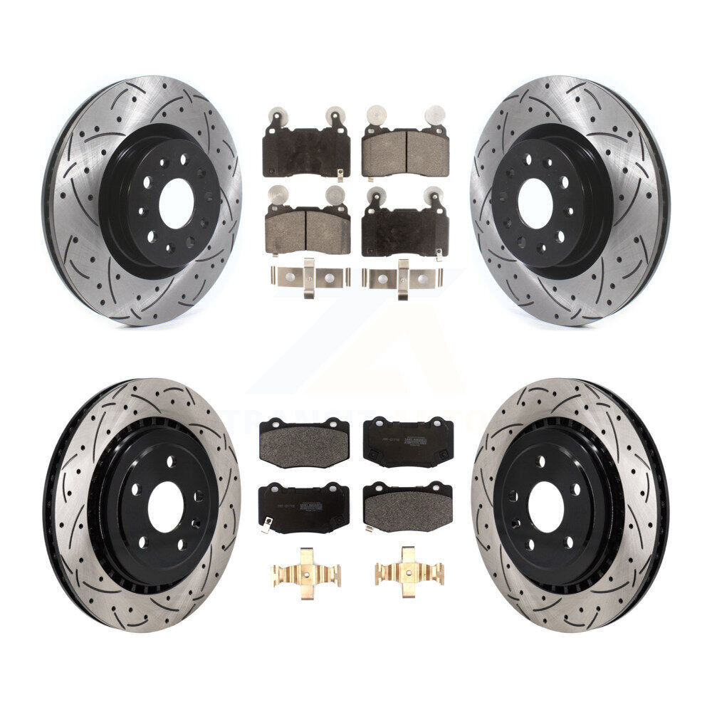 Front Rear Drill Slot Brake Rotor Semi-Metallic Pad Kit For Chevrolet Camaro SS with 6.2L KDF-101179