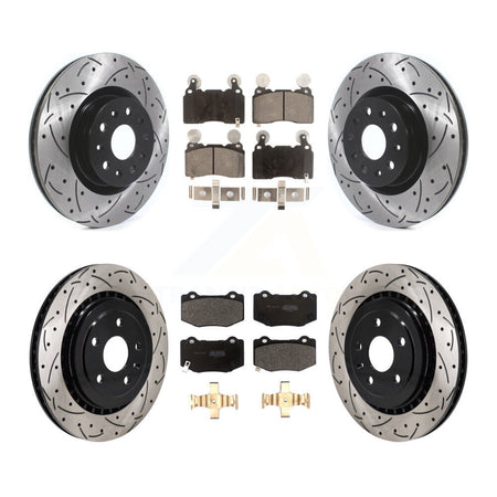 Front Rear Drill Slot Brake Rotor Semi-Metallic Pad Kit For Chevrolet Camaro SS with 6.2L KDF-101179