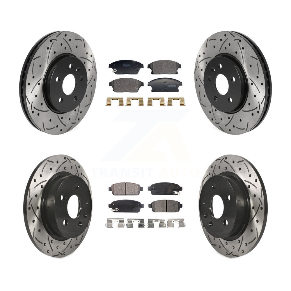 Front Rear Drilled Slot Brake Rotor Semi-Metallic Pad Kit For Chevrolet Trax Buick Encore KDF-101182