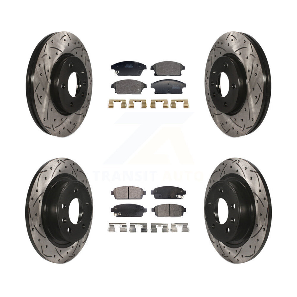 Front Rear Drill Slot Brake Rotors Semi-Metallic Pad Kit For Chevrolet Cruze Buick Verano KDF-101183