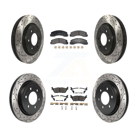 Front Rear Drill Slot Brake Rotor Semi-Metallic Pad Kit For Ford F-150 Expedition Lincoln KDF-101193