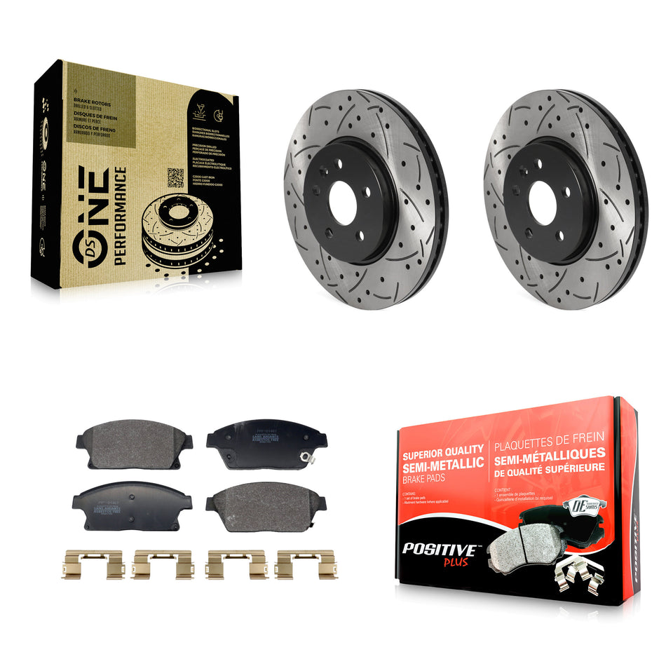 Front Drilled Slot Disc Brake Rotor Semi-Metallic Pad Kit For Chevrolet Trax Buick Encore KDF-101205