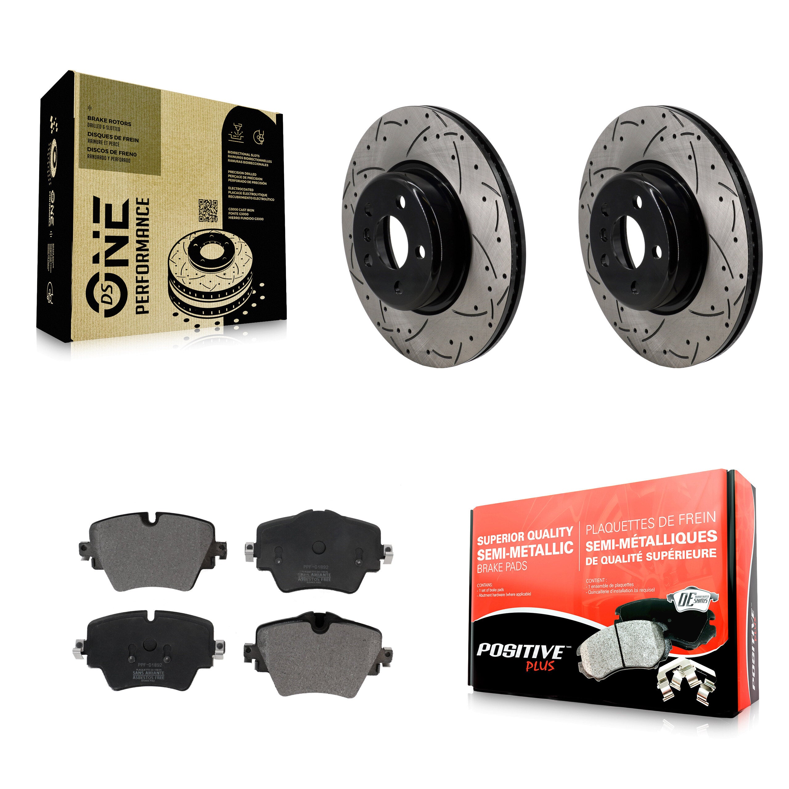 Front Drilled Slot Brake Rotor Semi-Metallic Pad Kit For BMW X3 330i xDrive X4 Z4 430i GR KDF-101211