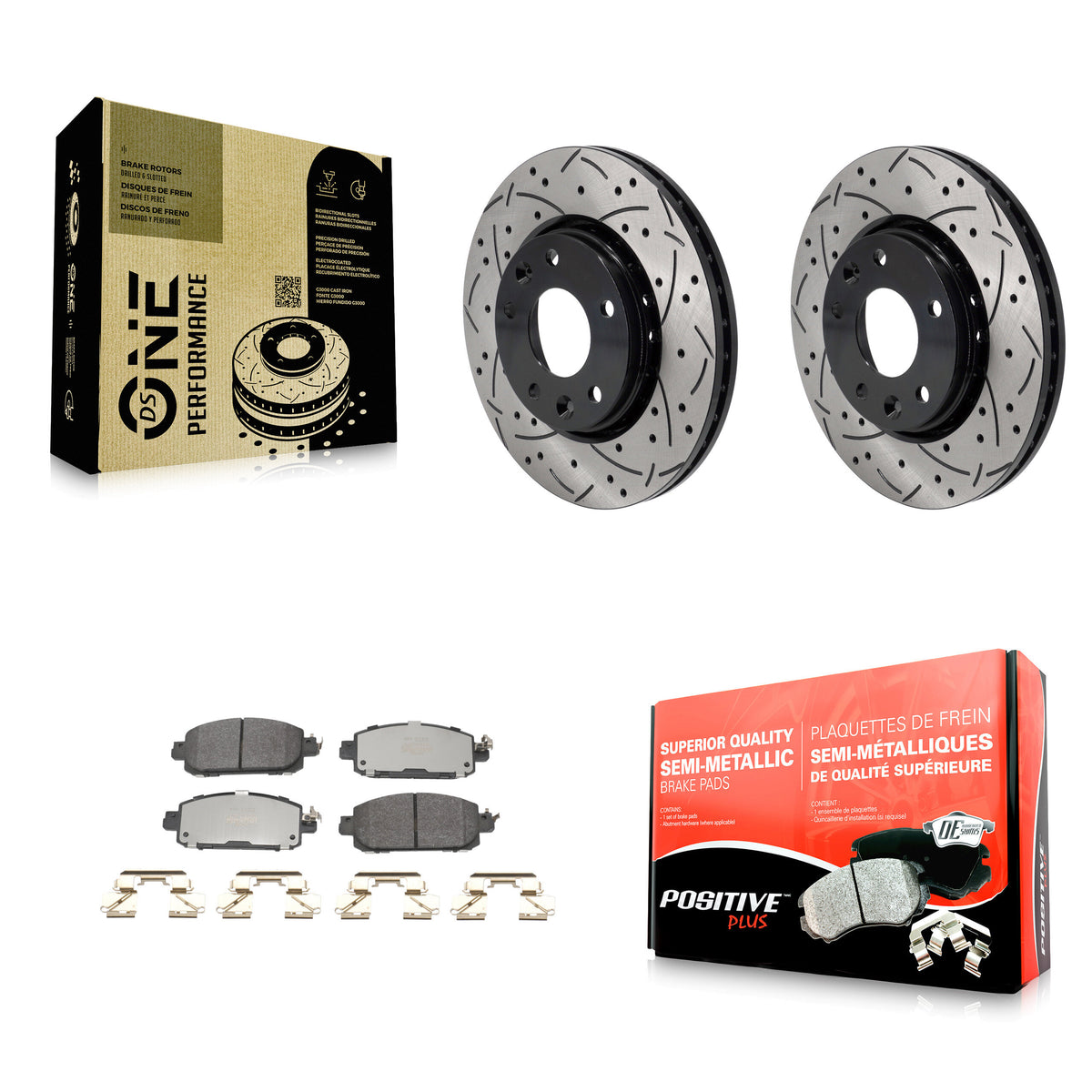 Front Coated Drilled Slot Disc Brake Rotors Semi-Metallic Pad Kit For Nissan Kicks Sentra KDF-101213