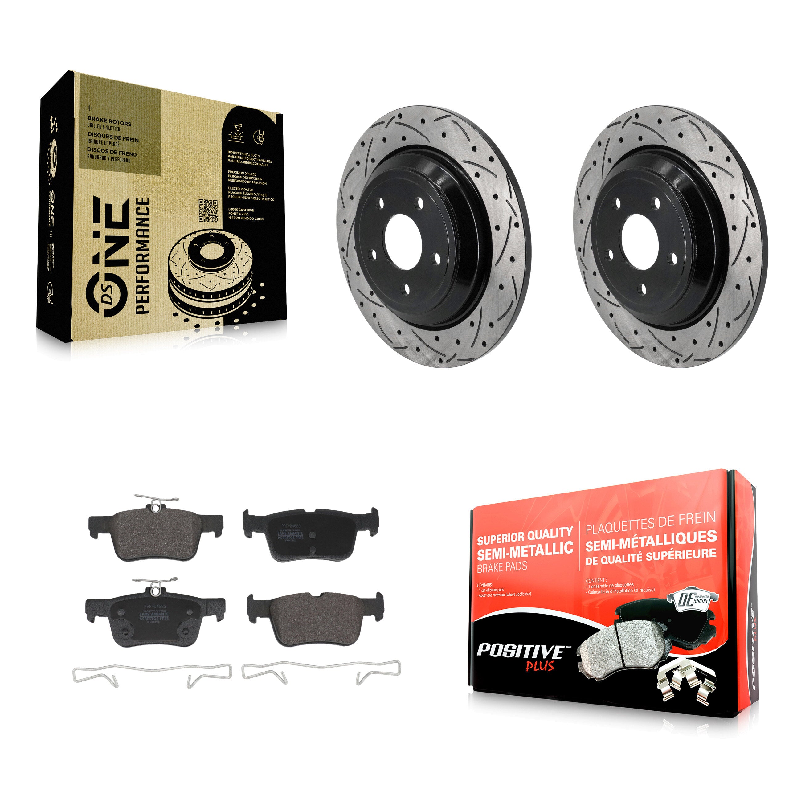 Rear Drilled Slot Brake Rotors Semi-Metallic Pad Kit For Ford Escape Bronco Sport Lincoln KDF-101215