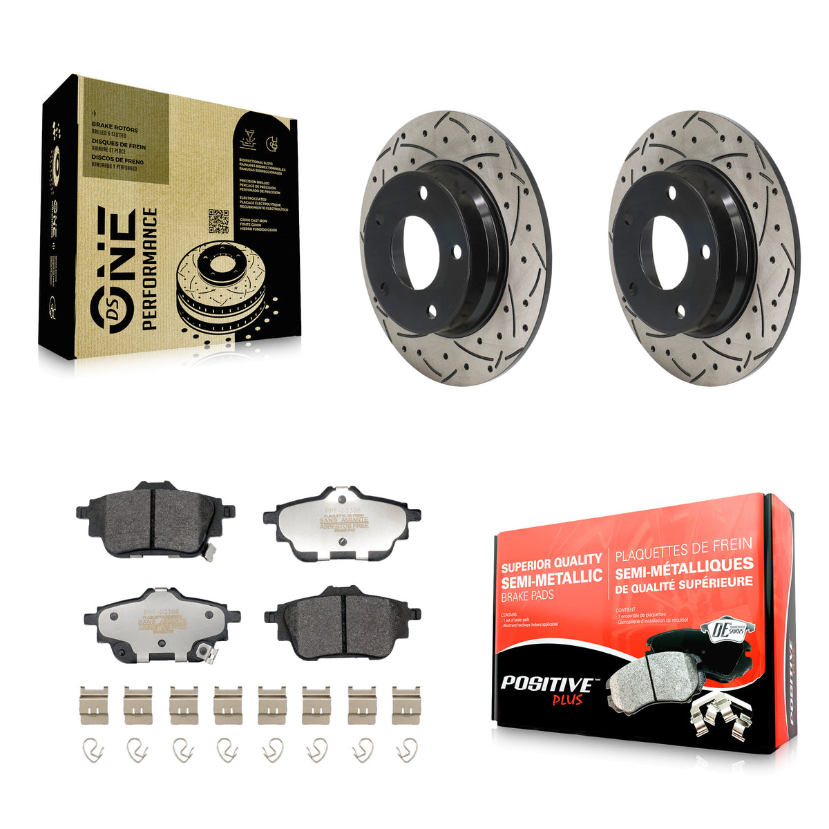 Rear Drill Slot Disc Brake Rotor Semi-Metallic Pad Kit For Nissan Sentra rear brakes KDF-101217