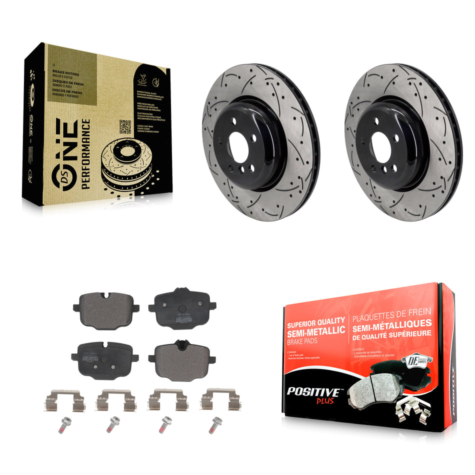 Rear Drill Slot Brake Rotor Semi-Metallic Pad Kit For BMW X5 540i xDrive X7 X6 750i M550i KDF-101220