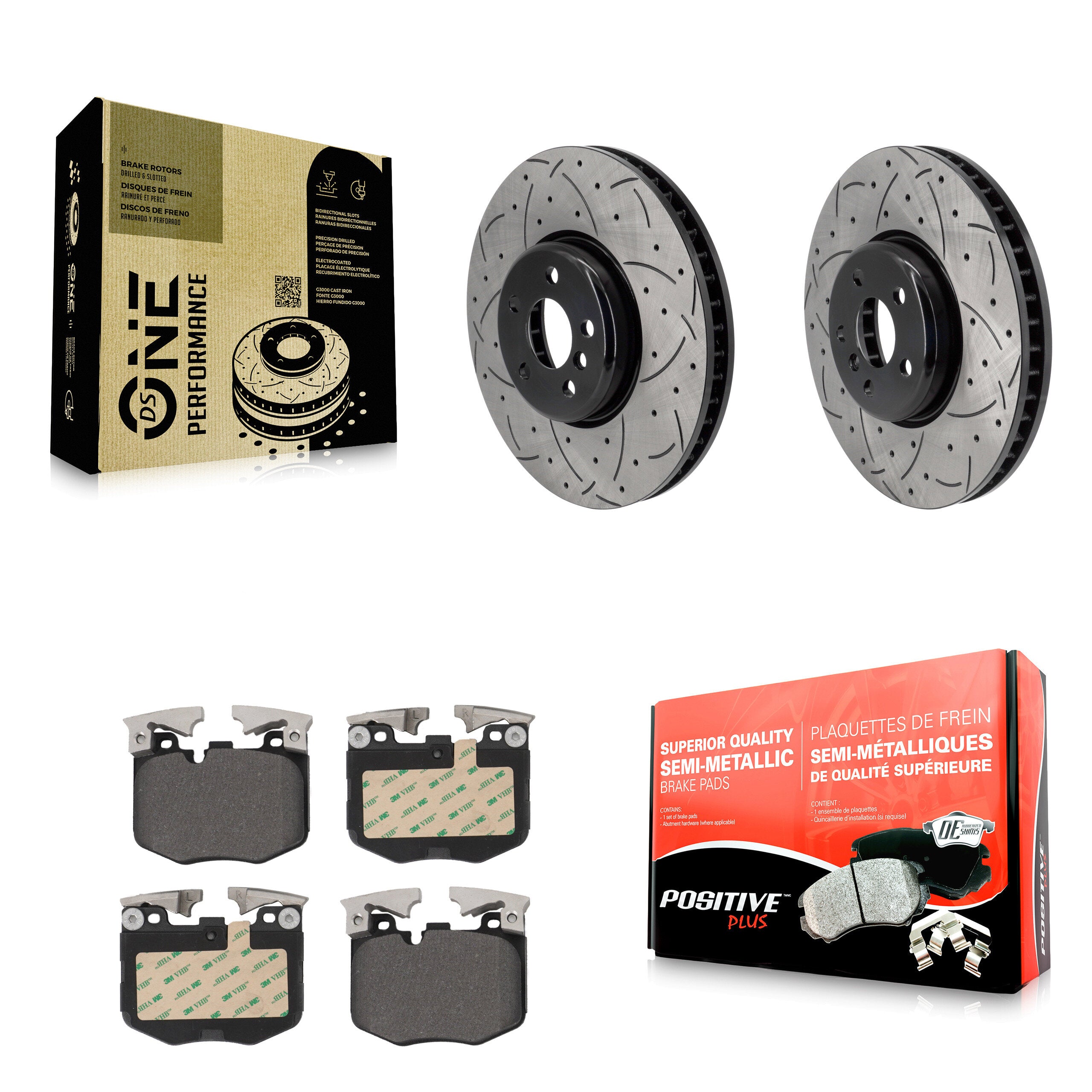 Front Drill Slot Brake Rotors Semi-Metallic Pad Kit For BMW 330i xDrive X5 530i Toyota GR KDF-101225