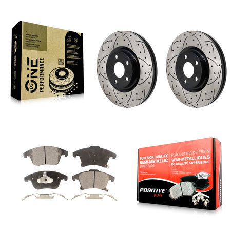 Front Drilled Slot Disc Brake Rotors Semi-Metallic Pad Kit For 2017-2020 Lincoln MKZ 2.0L KDF-101235