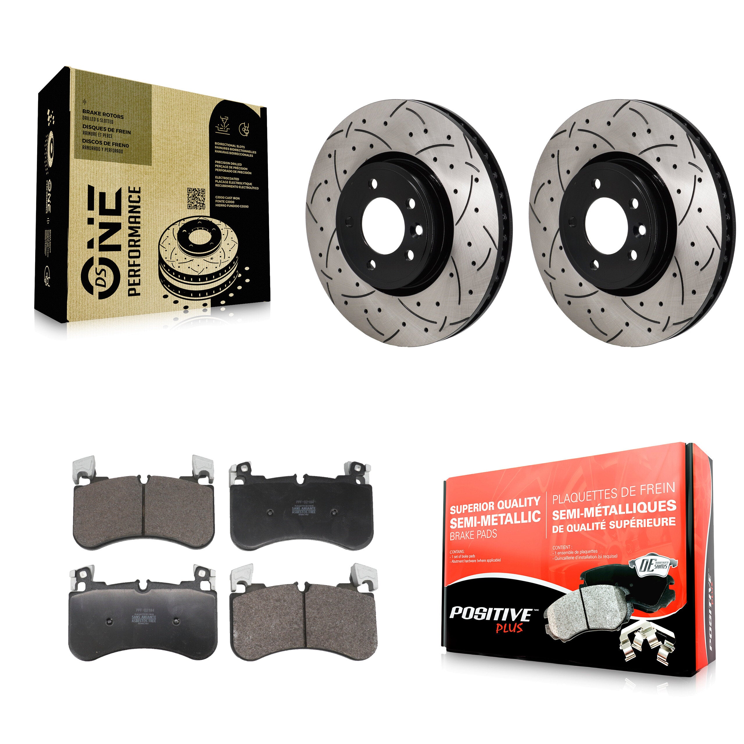 Front Coated Drill Slot Disc Brake Rotor Semi-Metallic Pad Kit For Land Rover Range Sport KDF-101242