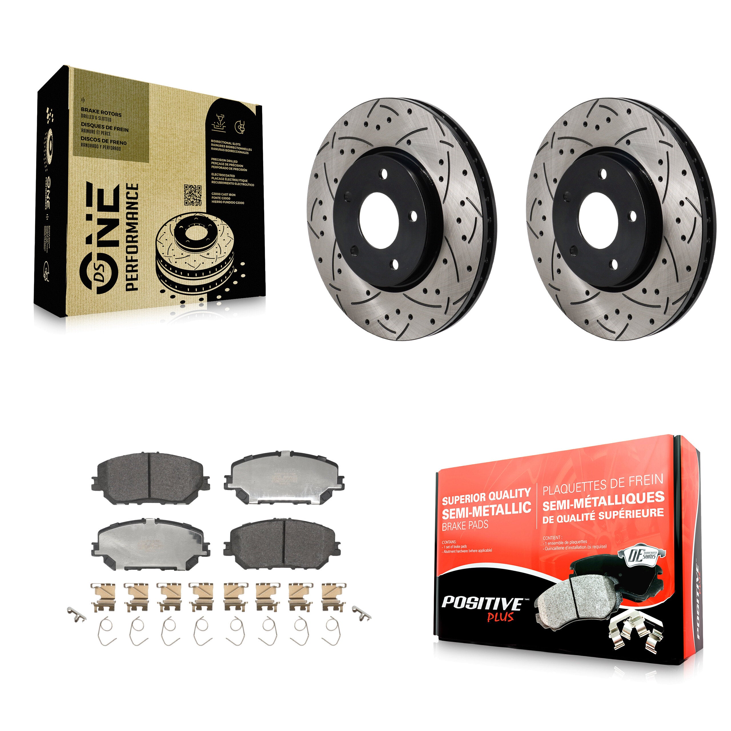 Front Coated Drilled Slotted Disc Brake Rotors And Semi-Metallic Pad Kit For Nissan Rogue KDF-101247
