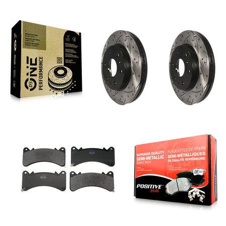 Front Drill Slot Brake Rotor Semi-Metallic Pad Kit For GMC Sierra 1500 Chevrolet Yukon XL KDF-101250