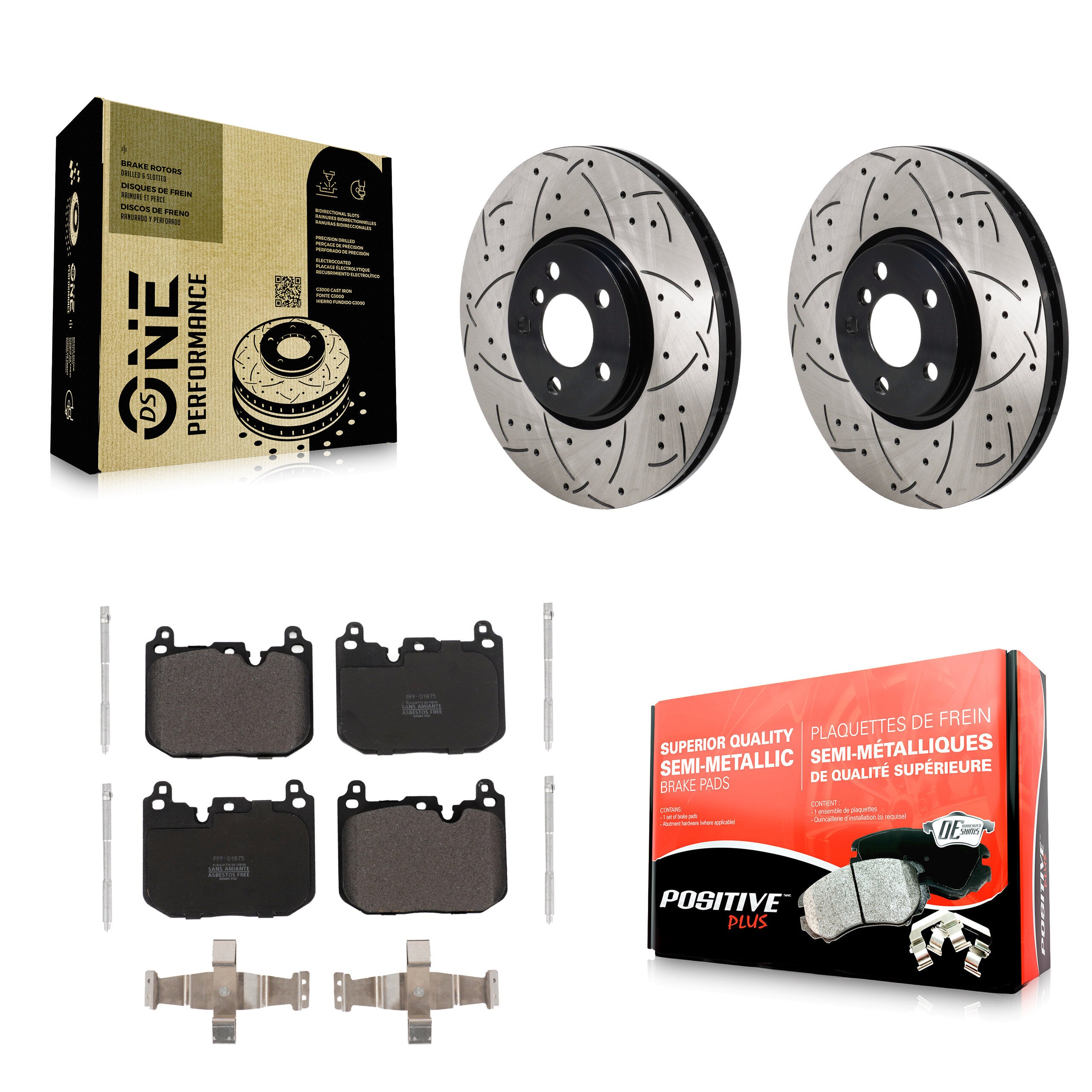 Front Drilled Slot Brake Rotor & Semi-Metallic Pad Kit For Mini Cooper Countryman Clubman KDF-101252