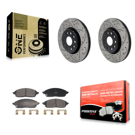 Front Coated Drill Slot Disc Brake Rotors Semi-Metallic Pad Kit For Jeep Grand Cherokee L KDF-101259