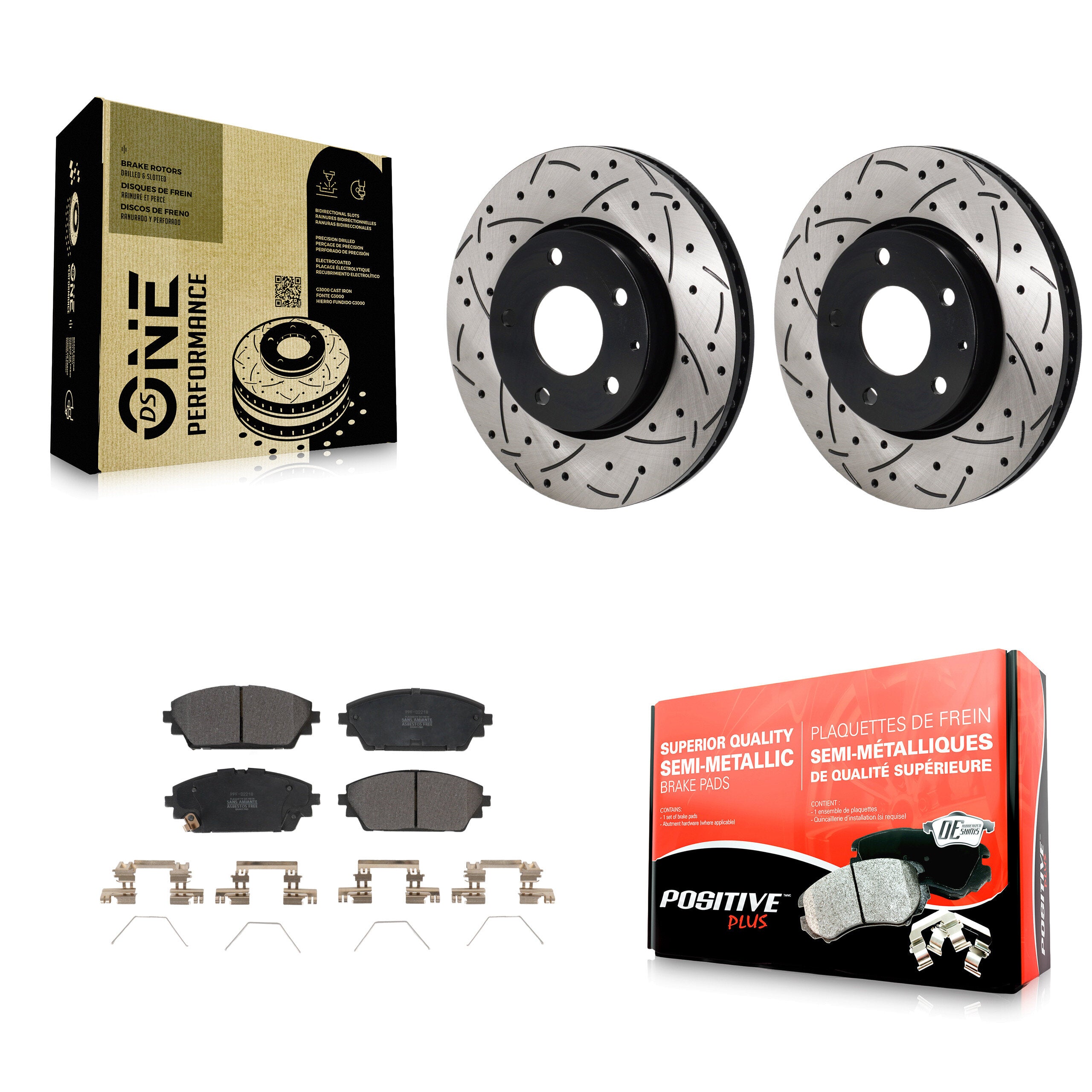 Front Coated Drilled Slotted Disc Brake Rotor Semi-Metallic Pad Kit For Mazda 3 Sport FWD KDF-101262