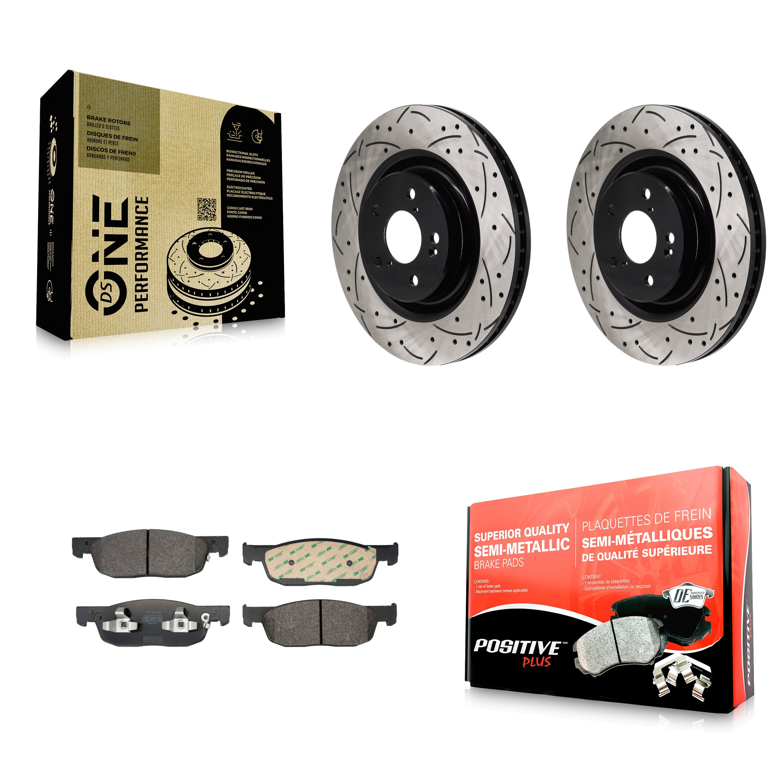 Front Coat Drill Slot Disc Brake Rotor Semi-Metallic Pad Kit For 2022-2023 Acura MDX 3.5L KDF-101265
