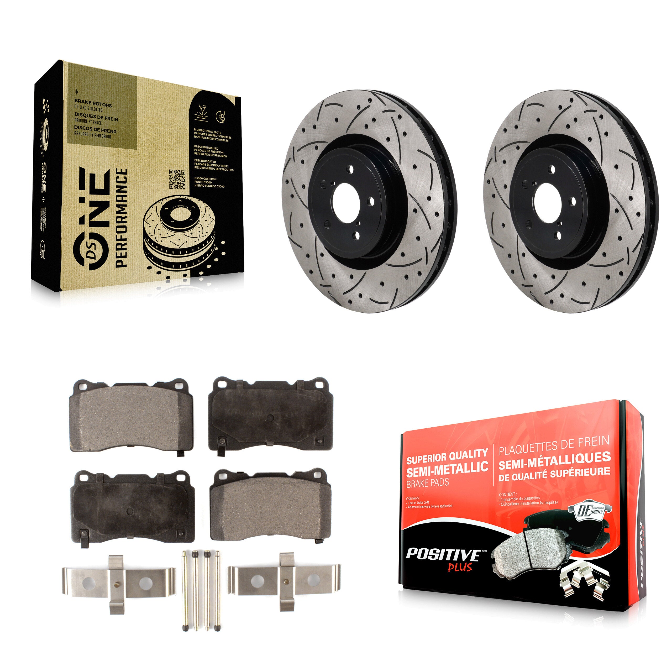 Front Drill Slot Disc Brake Rotors Semi-Metallic Pad Kit For Subaru BRZ Impreza Toyota 86 KDF-101273