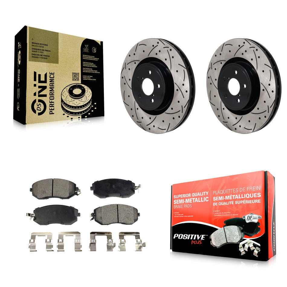 Front Drill Slot Brake Rotors Semi-Metallic Pad Kit For 2019 Toyota 86 With Brembo Brakes KDF-101274