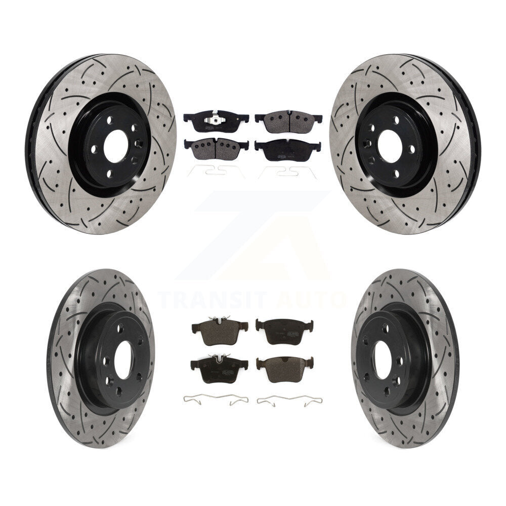 Front Rear Drilled Slot Brake Rotors Semi-Metallic Pad Kit For Land Rover Discovery Sport KDF-101285