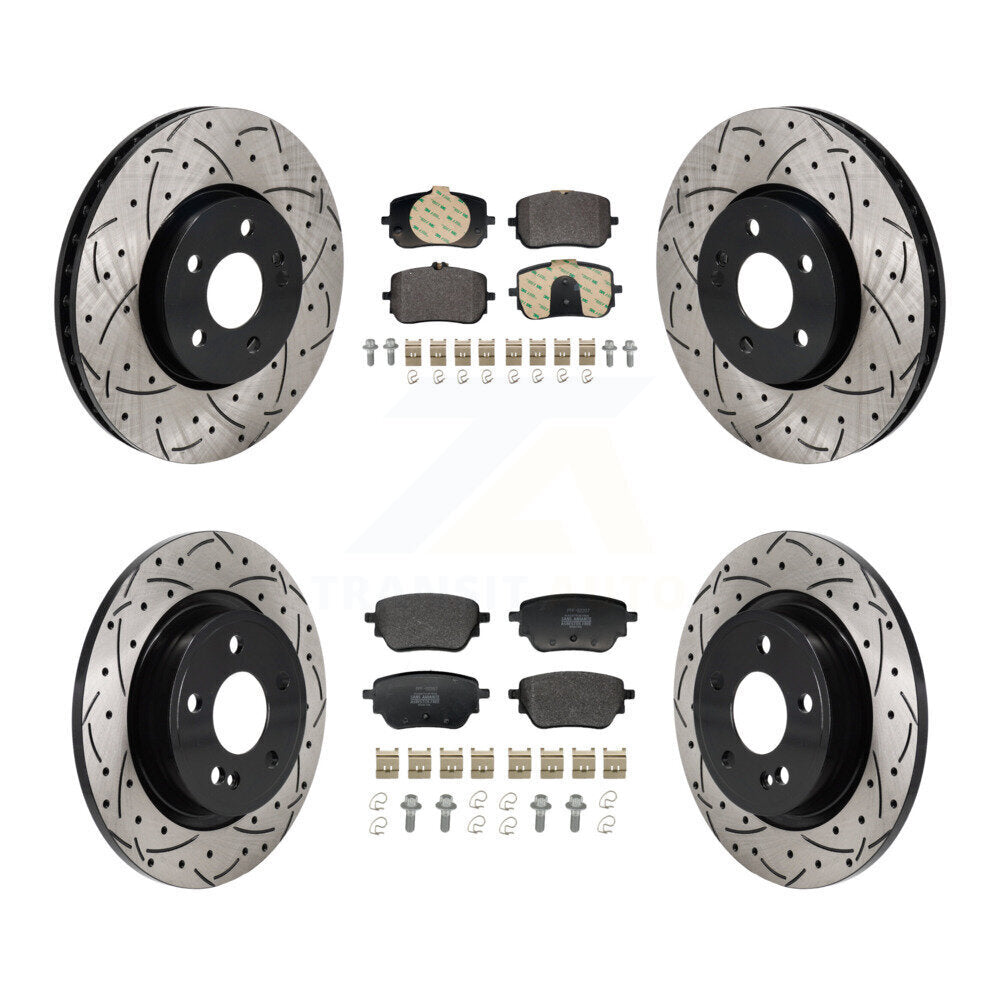Front Rear Drilled Slot Brake Rotor & Semi-Metallic Pad Kit For Mercedes-Benz A220 CLA250 KDF-101289