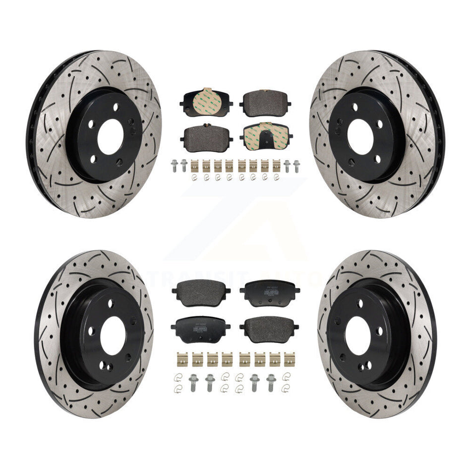 Front Rear Drilled Slot Brake Rotor & Semi-Metallic Pad Kit For Mercedes-Benz A220 CLA250 KDF-101289