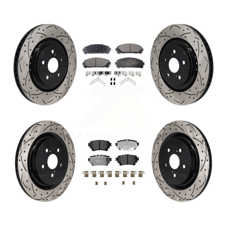 Front Rear Drilled Slot Brake Rotor Semi-Metallic Pad Kit For 2020-2022 Toyota Highlander KDF-101292
