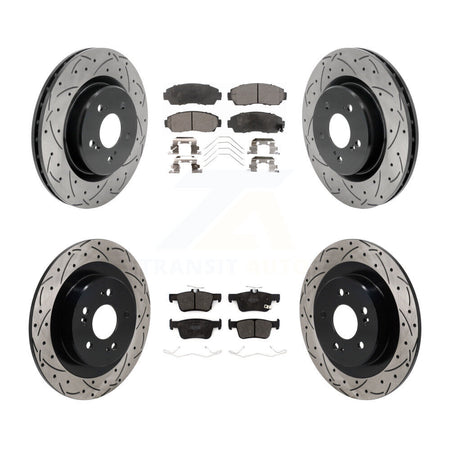 Front Rear Drill Slot Disc Brake Rotor Semi-Metallic Pad Kit For 2021-2023 Acura TLX 2.0L KDF-101293