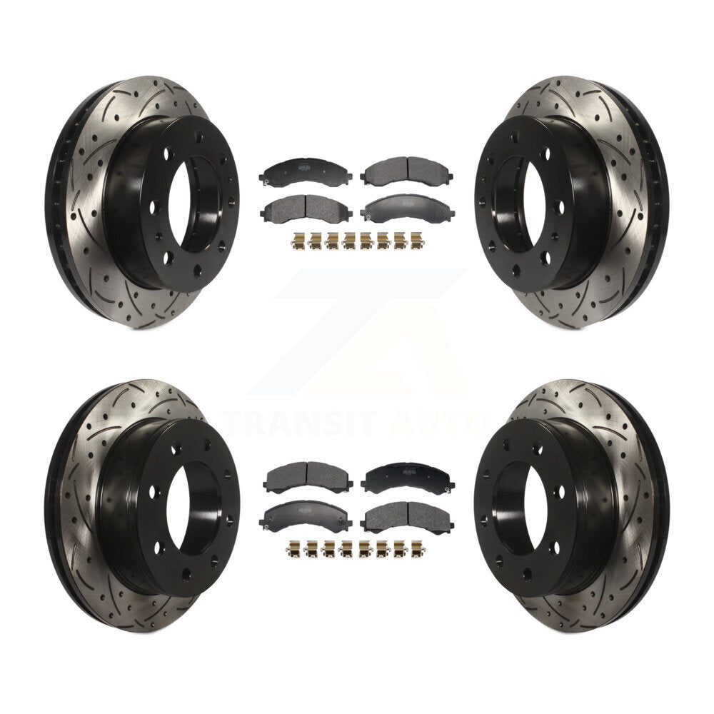 Front Rear Drilled Slot Brake Rotor & Semi-Metallic Pad Kit For GMC Savana 2500 Chevrolet KDF-101297
