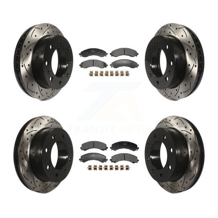 Front Rear Drilled Slot Brake Rotor & Semi-Metallic Pad Kit For GMC Savana 2500 Chevrolet KDF-101297