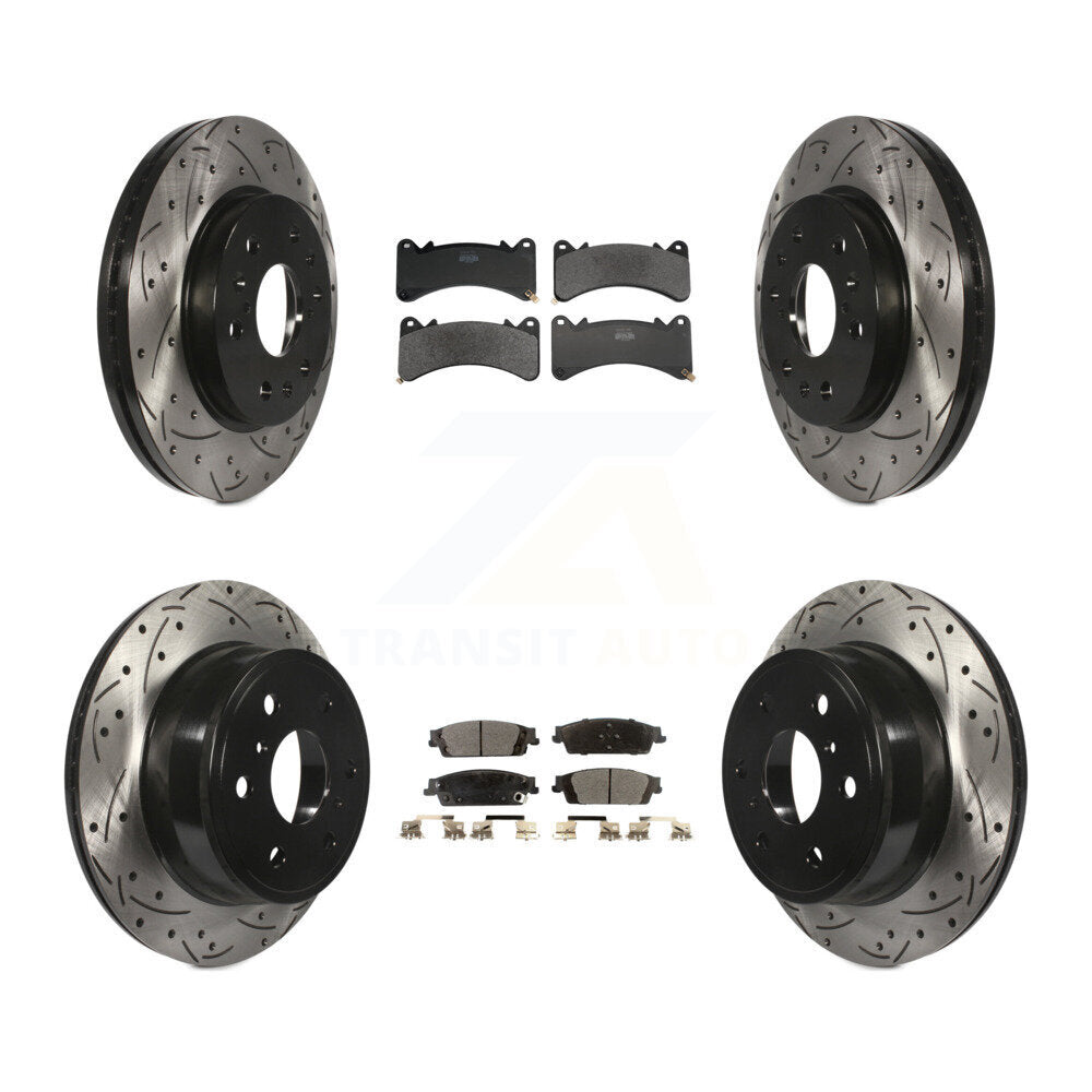 Front Rear Drill Slot Brake Rotors Semi-Metallic Pad Kit For GMC Sierra 1500 Chevrolet XL KDF-101298