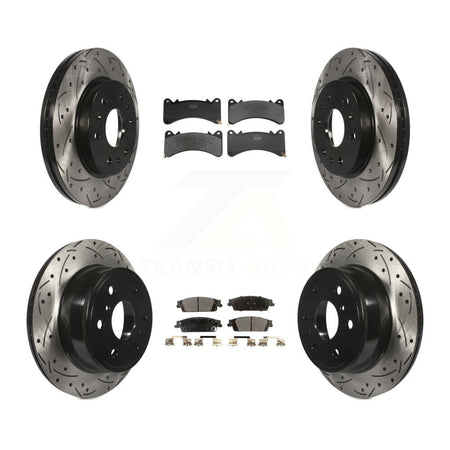 Front Rear Drill Slot Brake Rotors Semi-Metallic Pad Kit For GMC Sierra 1500 Chevrolet XL KDF-101298
