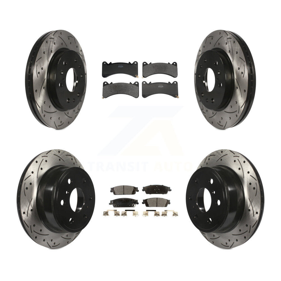 Front Rear Drill Slot Brake Rotors Semi-Metallic Pad Kit For GMC Sierra 1500 Chevrolet XL KDF-101298