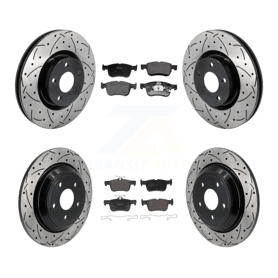 Front Rear Drill Slot Disc Brake Rotor Semi-Metallic Pad Kit For Ford Escape Bronco Sport KDF-101301