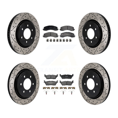Front Rear Drill Slot Brake Rotor Semi-Metallic Pad Kit For Ford F-150 Expedition Lincoln KDF-101305