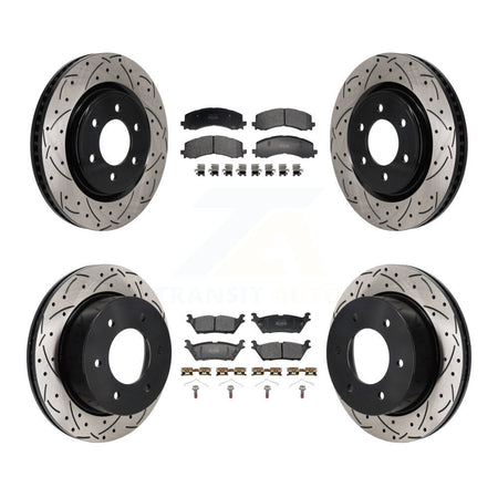 Front Rear Drilled Slot Brake Rotors Semi-Metallic Pad Kit For 2022-2023 Ford Bronco 3.0L KDF-101306