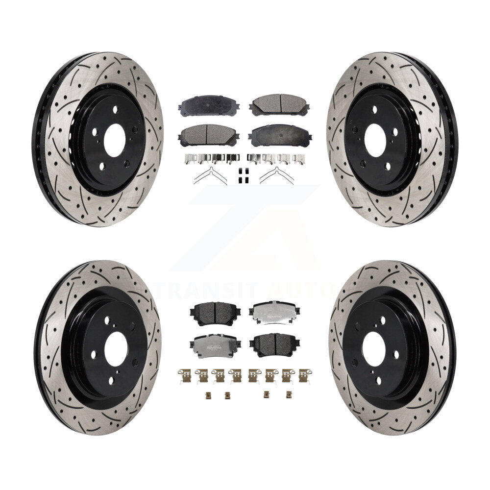 Front Rear Drill Slot Brake Rotor Semi-Metallic Pad Kit For Toyota Sienna RAV4 Prime bZ4X KDF-101312