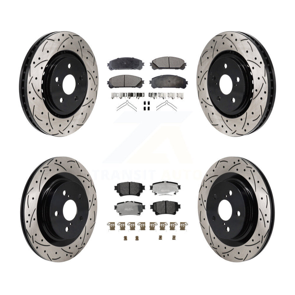 Front Rear Drill Slot Brake Rotor Semi-Metallic Pad Kit For Toyota Sienna RAV4 Prime bZ4X KDF-101312