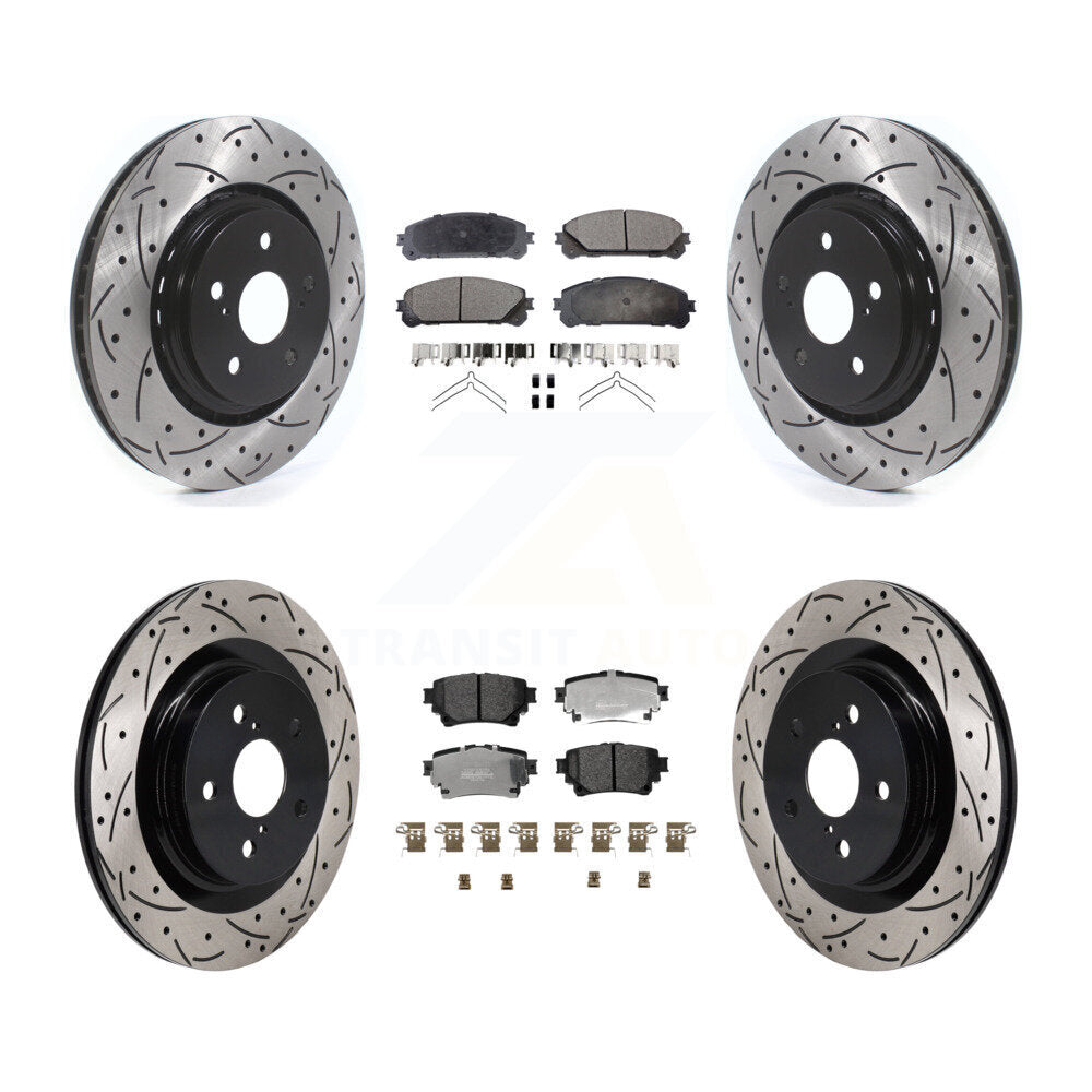 Front Rear Drill Slot Disc Brake Rotor Semi-Metallic Pad Kit For Lexus NX350h NX350 NX250 KDF-101313