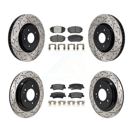 Front Rear Drilled Slot Brake Rotor Semi-Metallic Pad Kit For Hyundai Tucson Kia Sportage KDF-101315