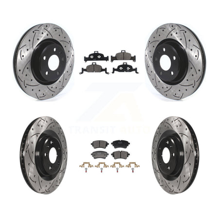 Front Rear Drill Slot Brake Rotors Semi-Metallic Pad Kit For Audi A5 Sportback Quattro A4 KDF-101316