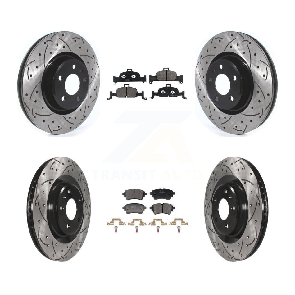 Front Rear Drill Slot Brake Rotors Semi-Metallic Pad Kit For Audi A5 Sportback Quattro A4 KDF-101316