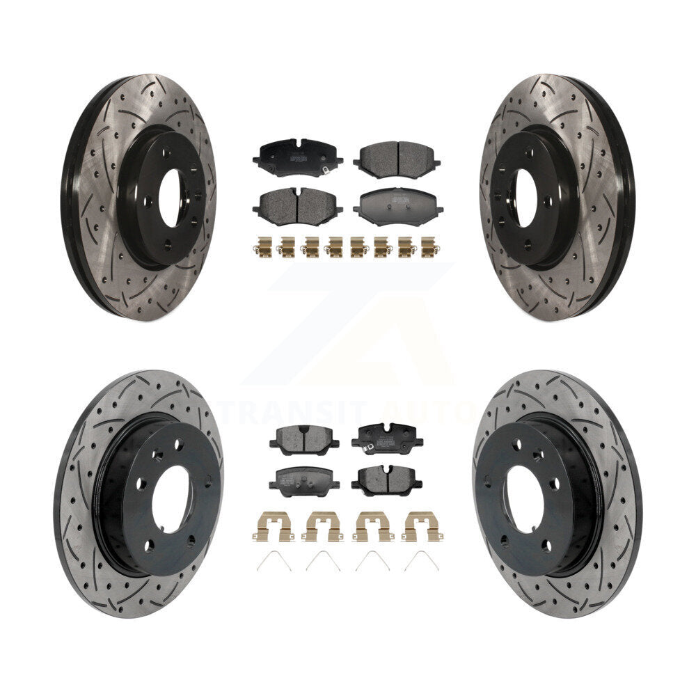 Front Rear Drilled Slot Brake Rotor Semi-Metallic Pad Kit For Chevrolet Trailblazer Buick KDF-101318
