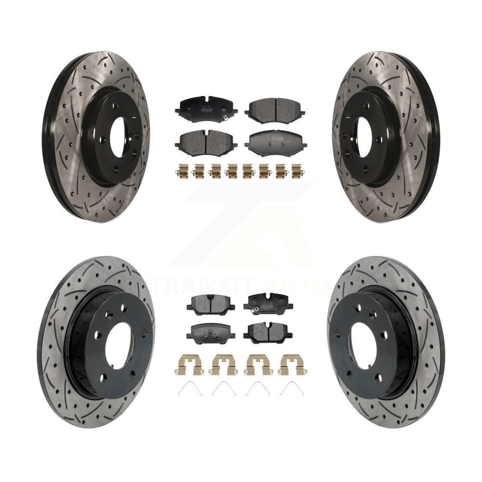Front Rear Drilled Slot Brake Rotor Semi-Metallic Pad Kit For Chevrolet Trailblazer Buick KDF-101318