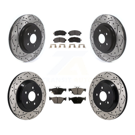 Front Rear Coated Drill Slot Disc Brake Rotors Semi-Metallic Pad Kit For Subaru Crosstrek KDF-101323