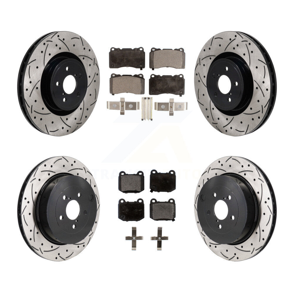 Front Rear Drilled Slot Disc Brake Rotor & Semi-Metallic Pad Kit For Subaru BRZ Toyota 86 KDF-101326