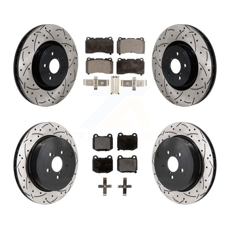 Front Rear Drilled Slot Disc Brake Rotor & Semi-Metallic Pad Kit For Subaru BRZ Toyota 86 KDF-101326