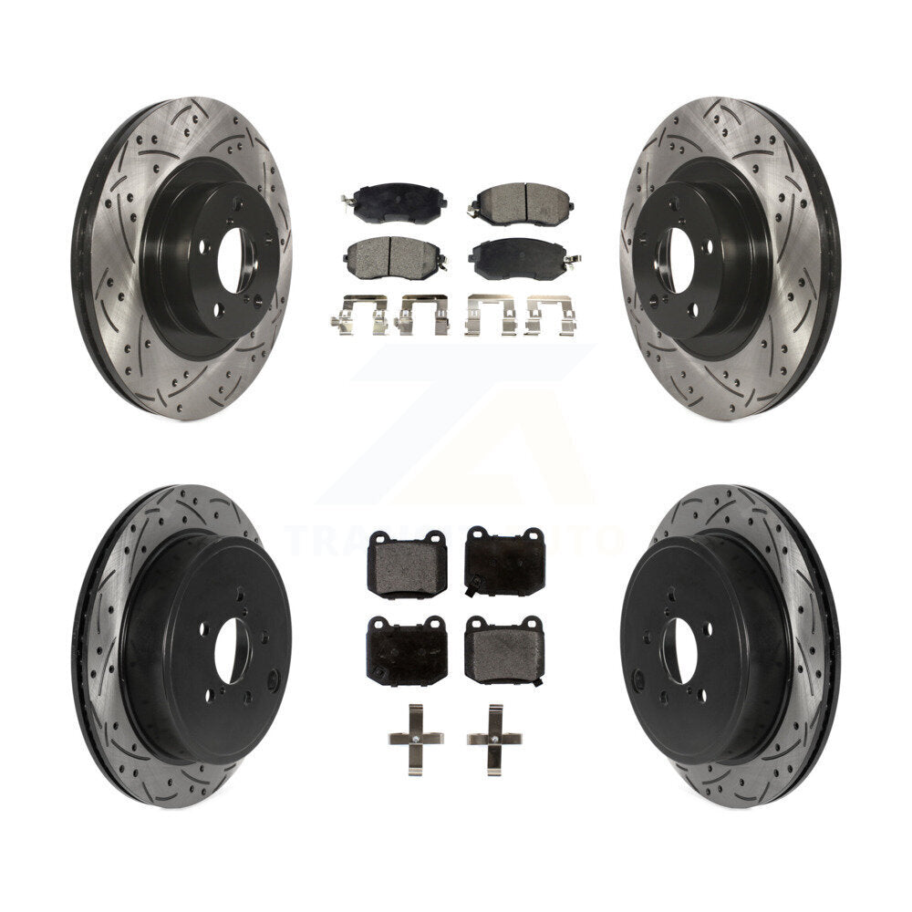 Front Rear Drill Slot Brake Rotor Semi-Metallic Pad Kit For 17 Subaru BRZ Limited/Premium KDF-101327